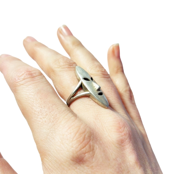 Vintage 925 Sterling Silver Mask Ring - Picture 8 of 16